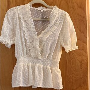 Mine Ivory Lace Trim Blouse